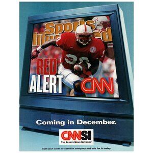 1996 CNNSI CNN Si Sports News Network Vintage Print Ad Football on TV Wall Art